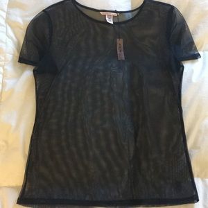 Victoria’s Secret Sheer Black Mesh Short Sleeve